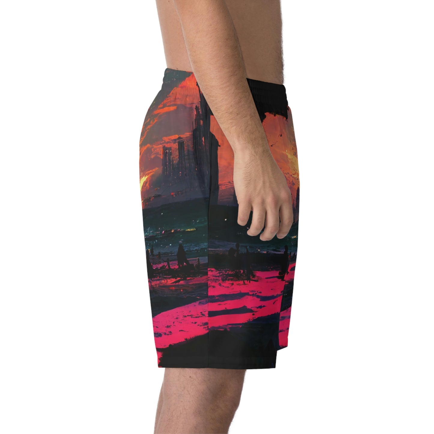 .Sunset Beach. - Men's Elastic Beach Shorts (AOP)