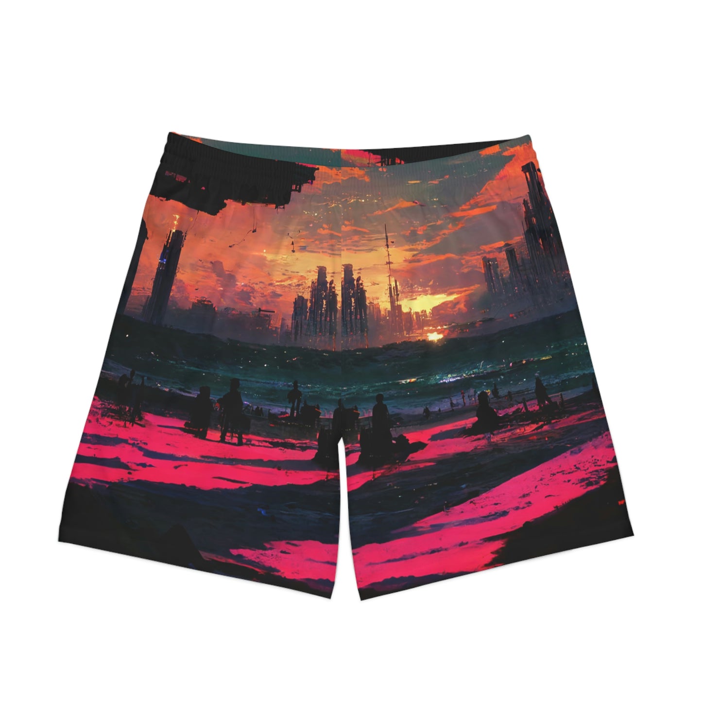 .Sunset Beach. - Men's Elastic Beach Shorts (AOP)