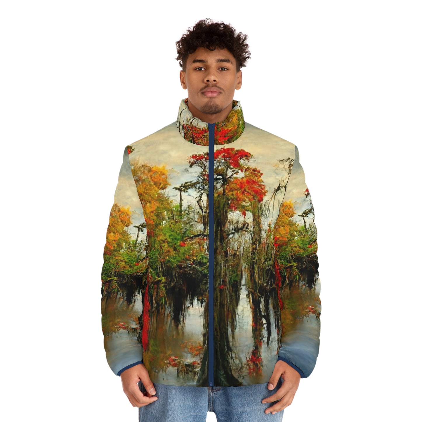 .Fall on the Bayou. - Men's Puffer Jacket (AOP)