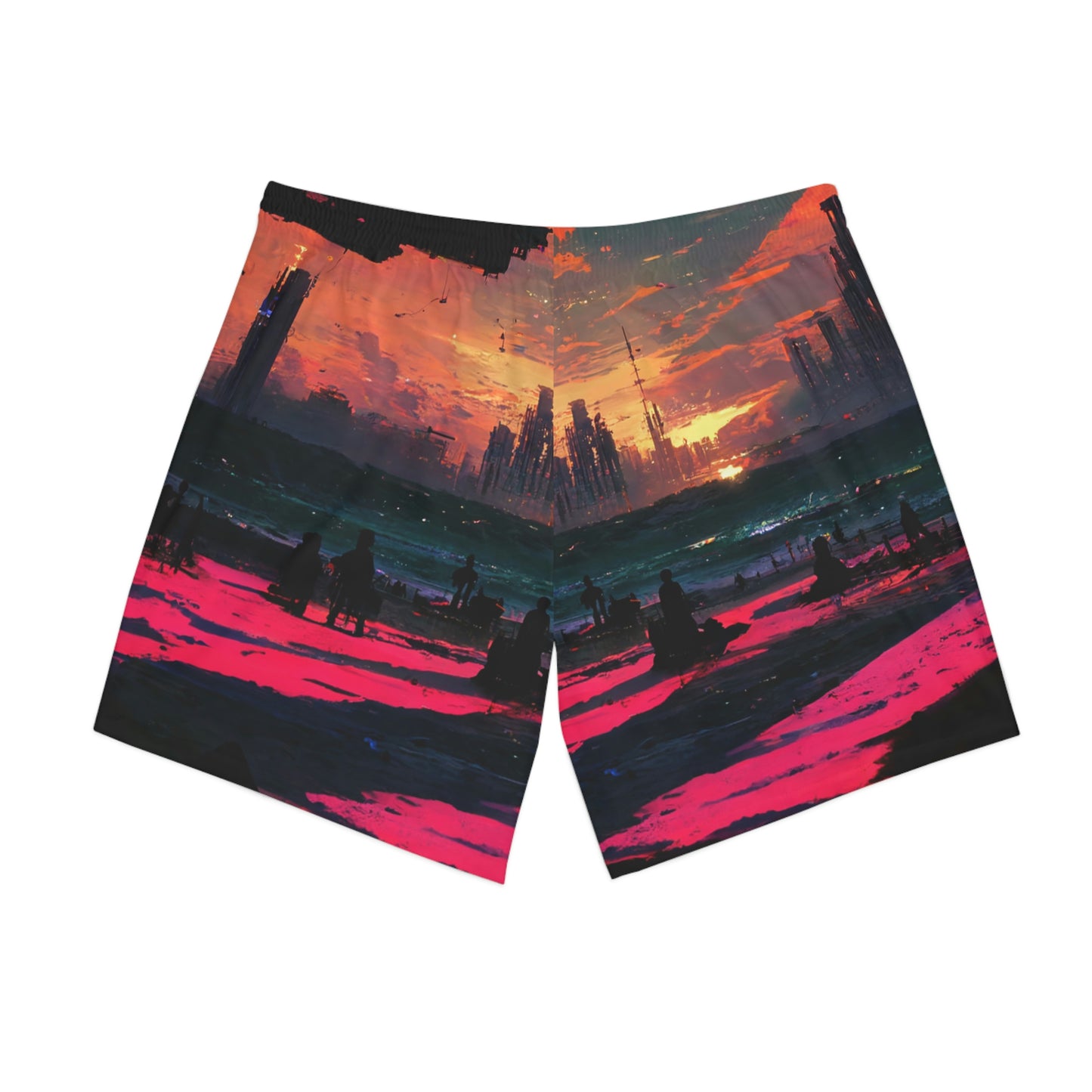.Sunset Beach. - Men's Elastic Beach Shorts (AOP)