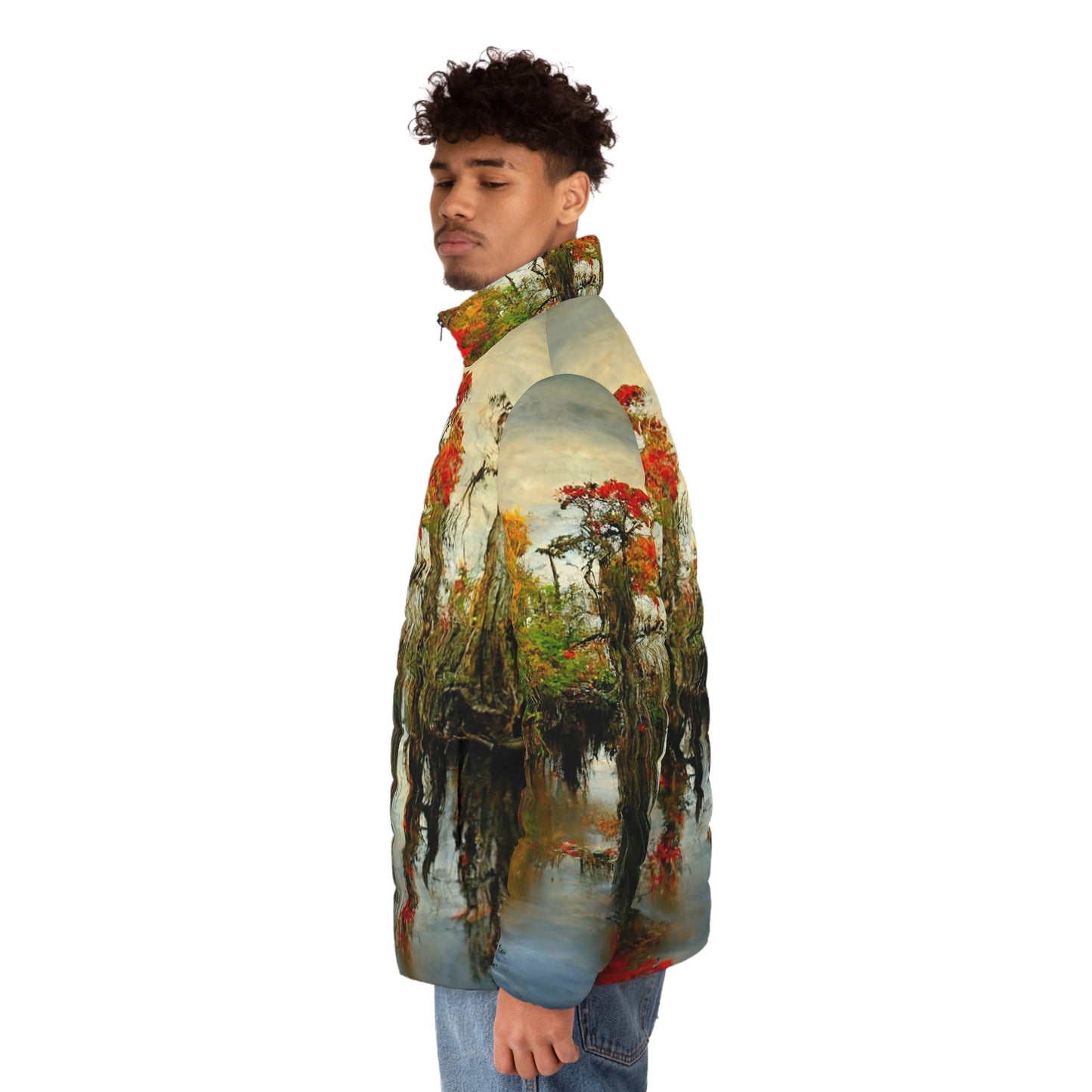 .Fall on the Bayou. - Men's Puffer Jacket (AOP)