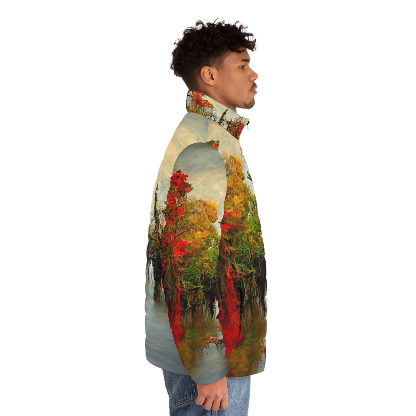 .Fall on the Bayou. - Men's Puffer Jacket (AOP)